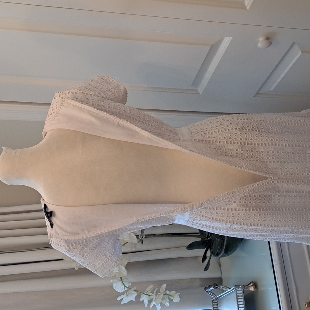 Banana Republic Womens Party/Wedding/Summer White Eyelet Lined Midi Dress S-0 - Picture 7 of 10